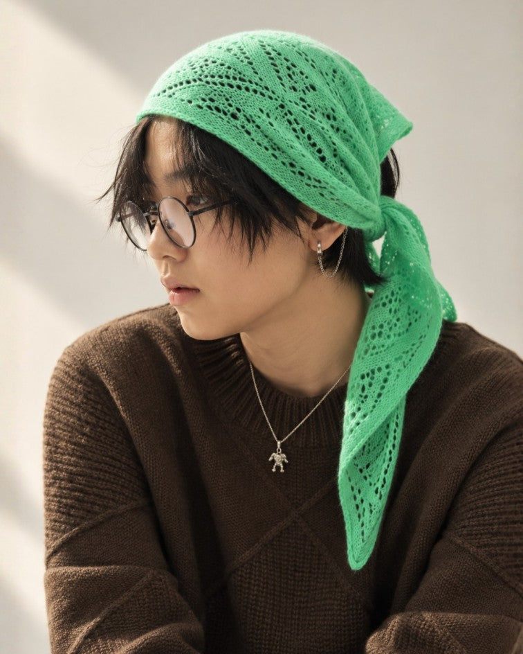 Cashmere Pointelle Triangle Scarf