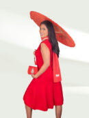 Dress-Cneck Sleeveless-Funnal Skirt