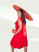 dress-Cneck sleeveless-funnal skirt