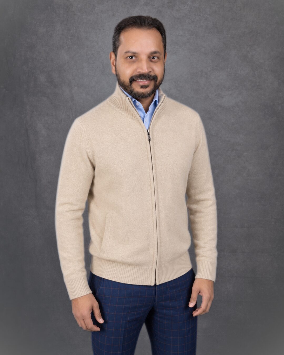 Cashmere Cardigan Men Zip