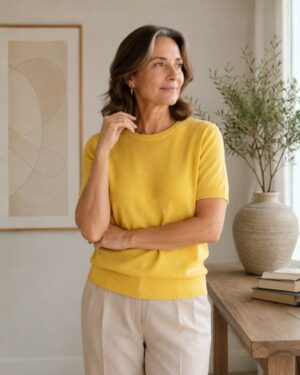 Women's Silk Cashmere Crew Neck T Shirt