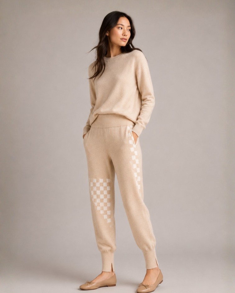 Cashmere Checker Stripe Jogger