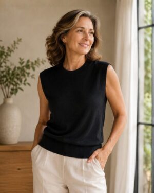 Silk Cashmere Sleeveless Crew Neck