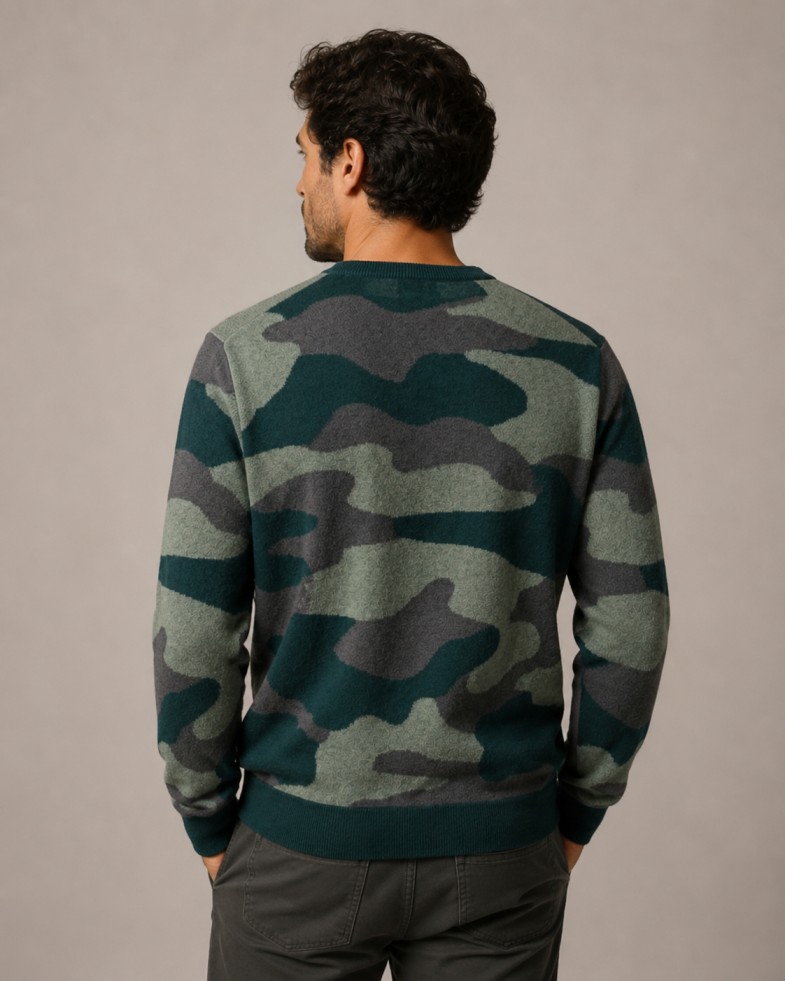 Men's Camouflage Crew Neck Sweater - Image 2